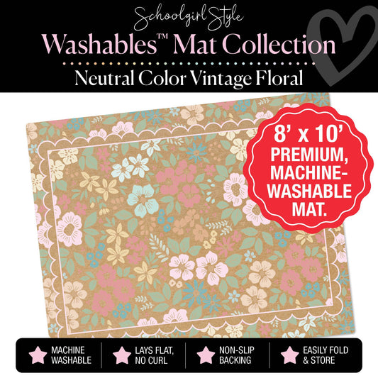 Neutral Color Vintage Floral Classroom Mat by Schoolgirl Style