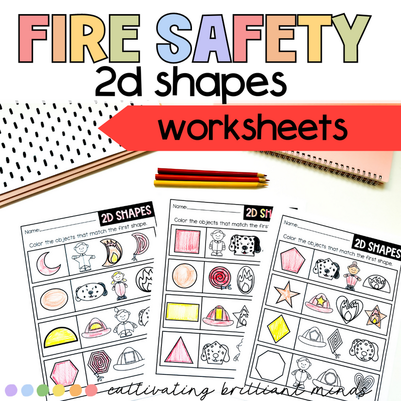 Fire Safety 2D Shape Worksheets | 2D Shapes | October