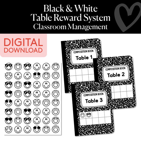 Printable Black and White Table Reward System – Classroom Behavior Management Tool