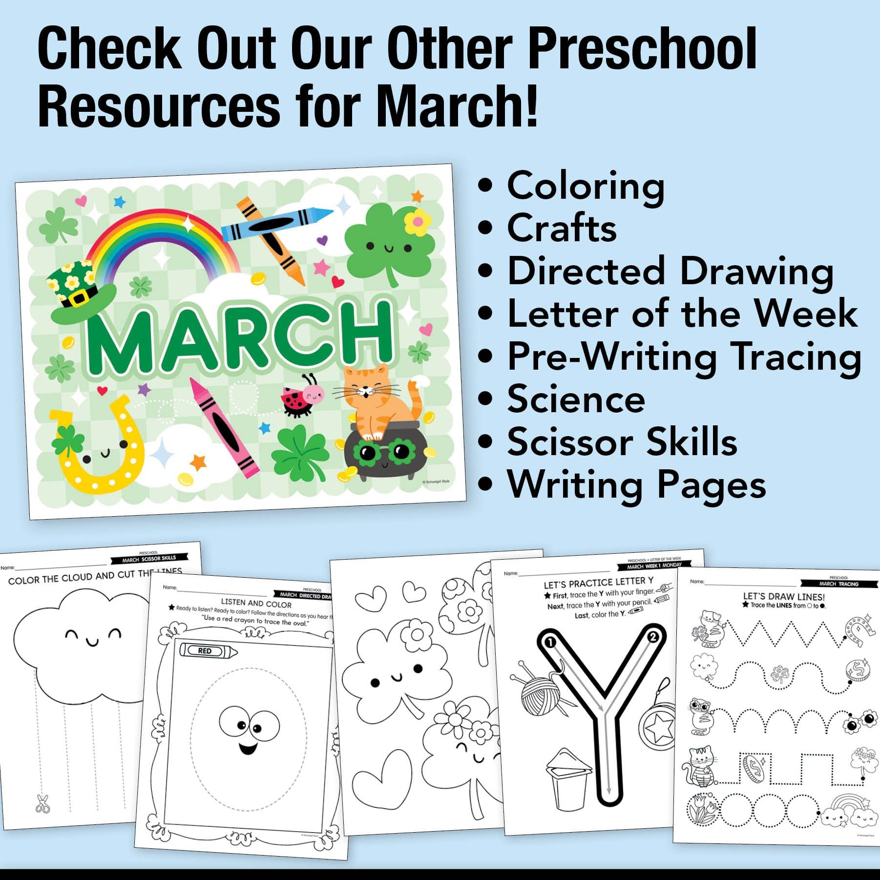 Printable Preschool March Daily Math