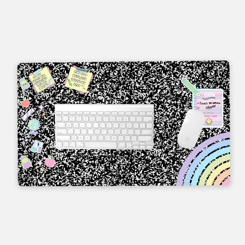 Pastel School Supplies Desk Mat/ Crunches and Crayons