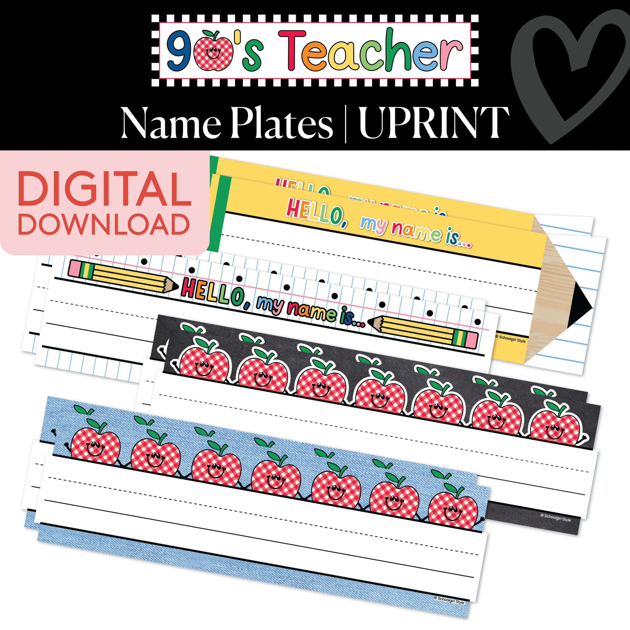 Printable Retro Name Plates | 90s Teacher