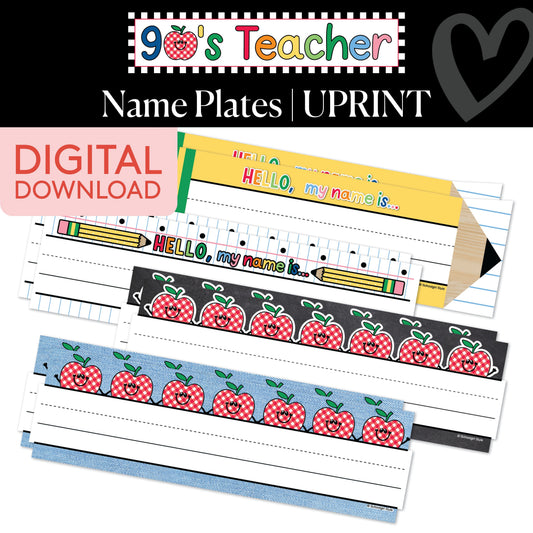 Printable Retro Name Plates | 90s Teacher