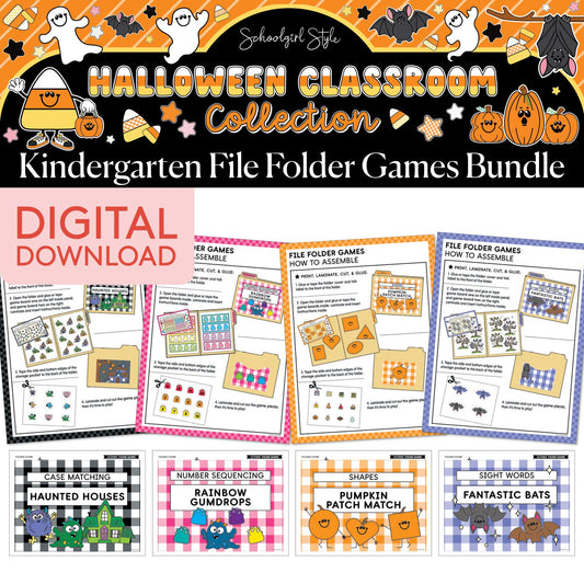 Printable Halloween October Kindergarten File Folder Games | 90s Teacher