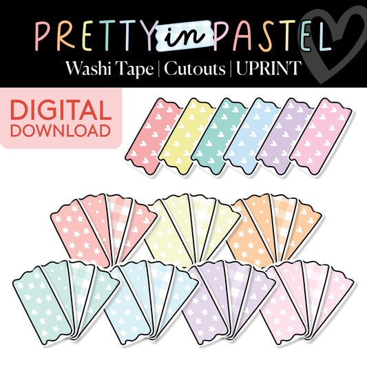 Printable Pastel Washi Tape Bulletin Board Cutouts | Pretty in Pastel