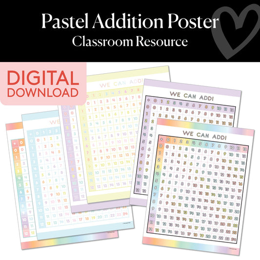 Printable Pastel Addition Poster