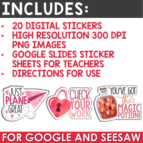 Valentine's Day Digital Stickers for Google and Seesaw™