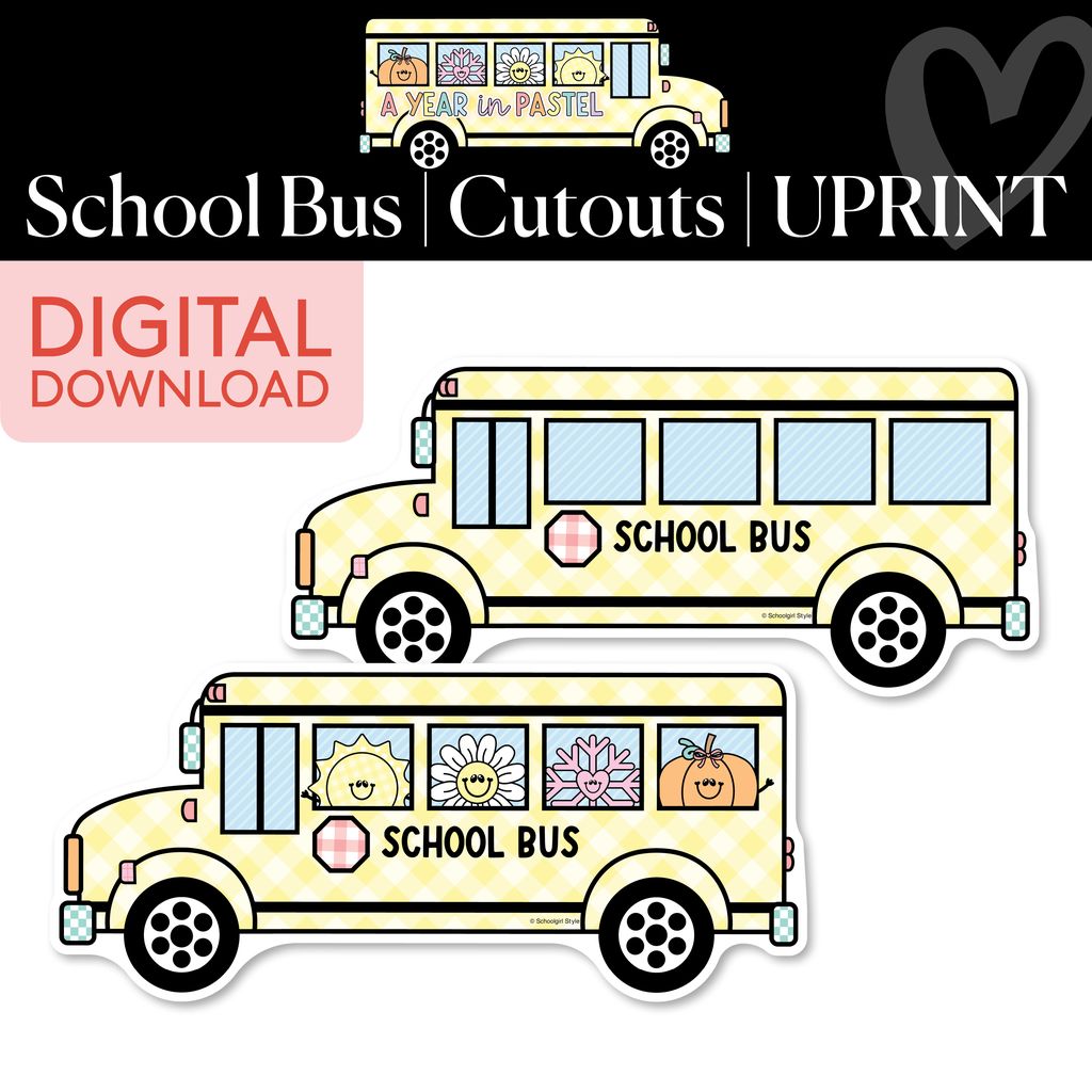 Printable School Bus Cutouts | A Year In Pastel