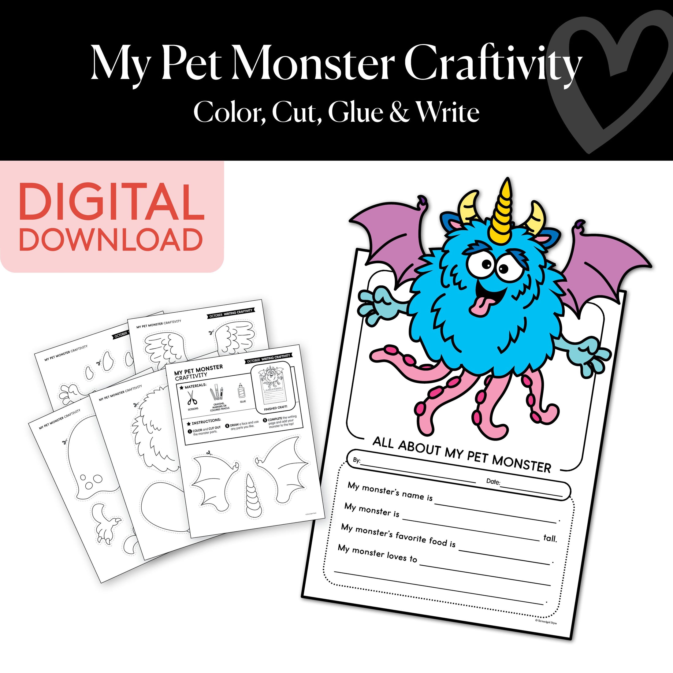 Printable My Pet Monster Craftivity