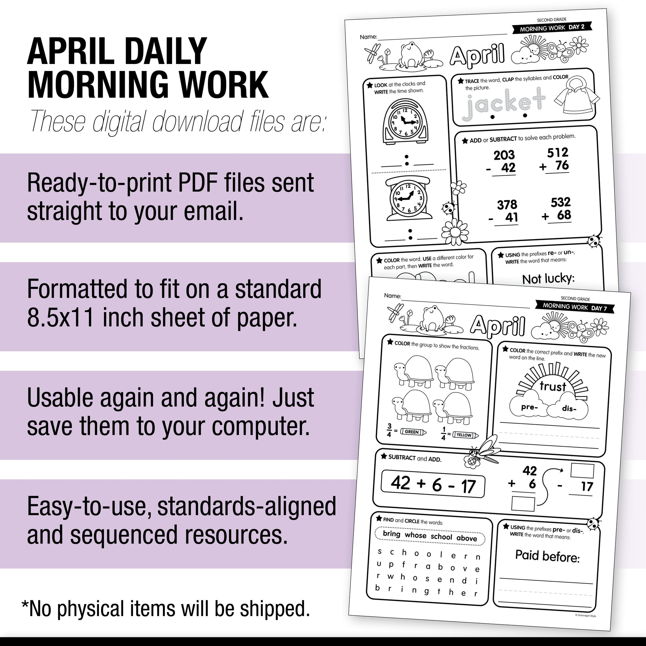 Printable Second Grade April Daily Morning Work