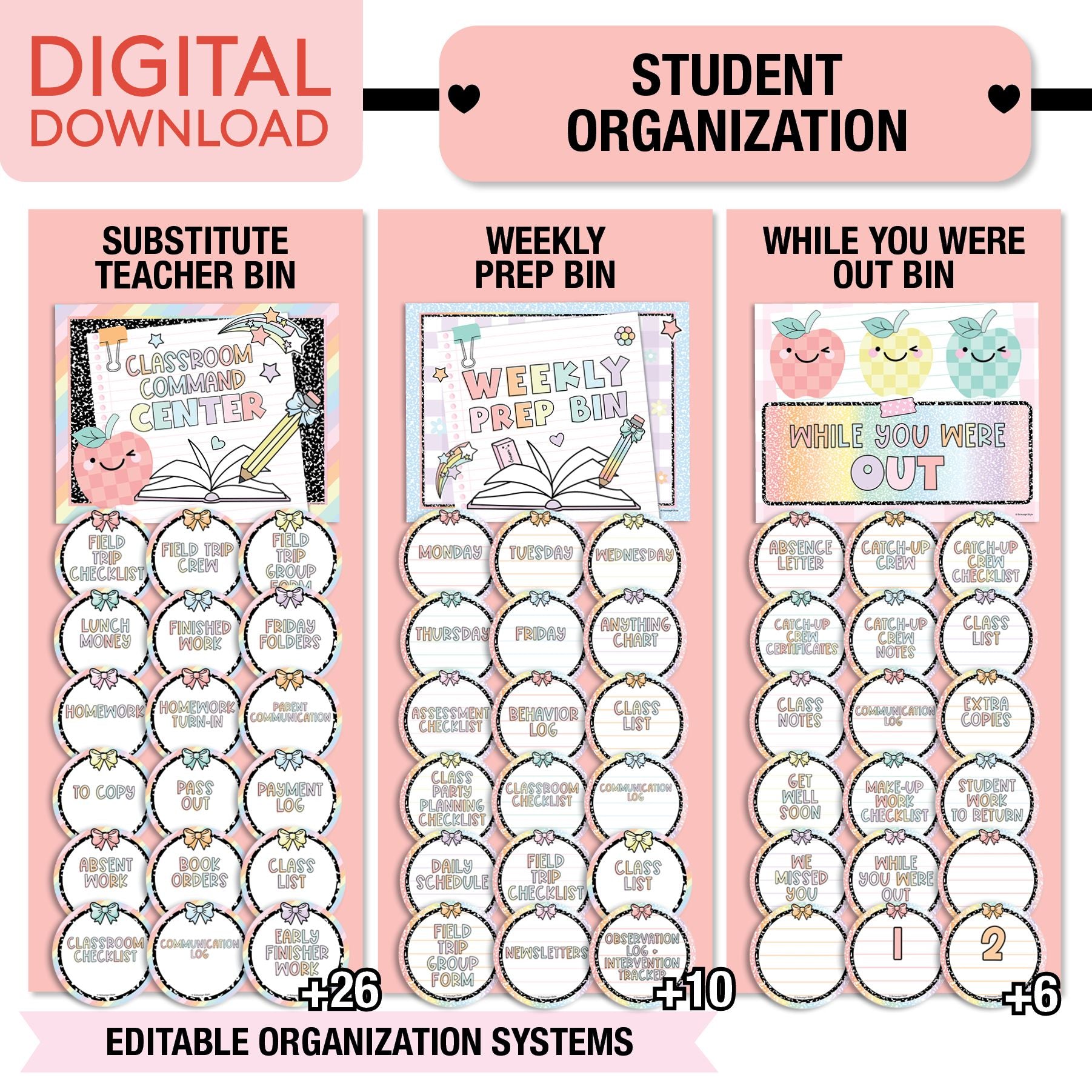 Pastel Full Printable Classroom Management Bundle
