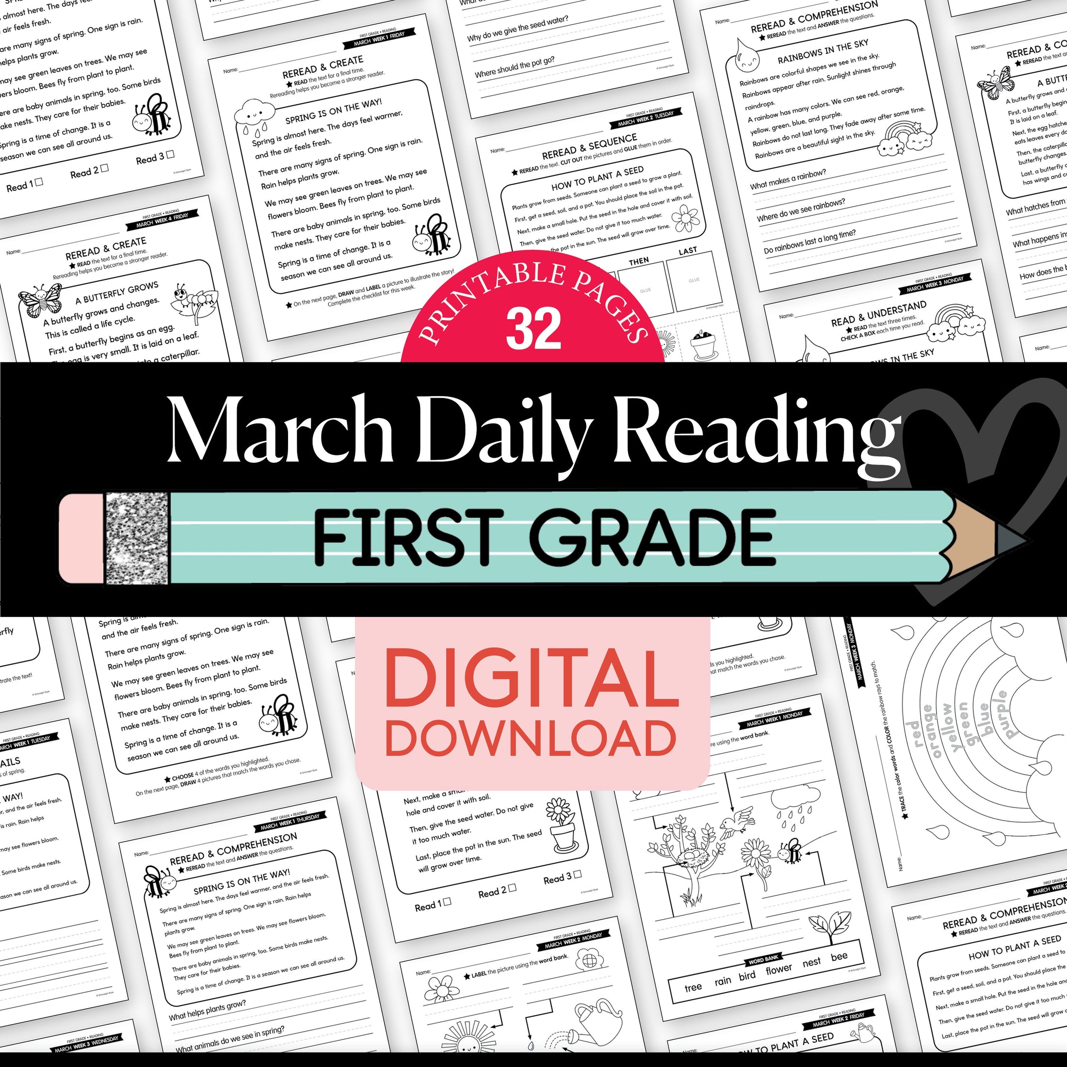 Printable First Grade March Daily Reading