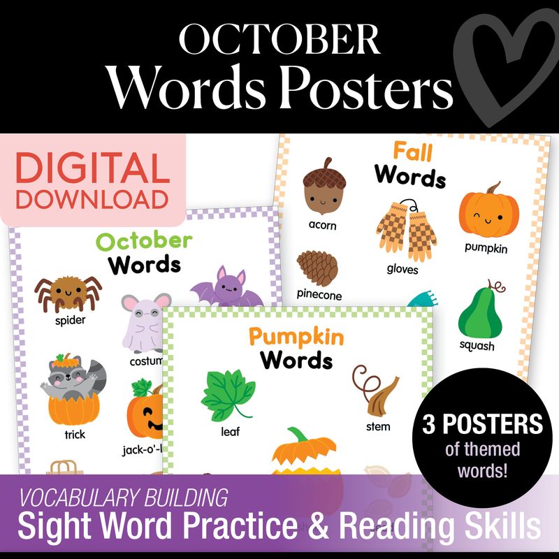 Printable October Words Posters