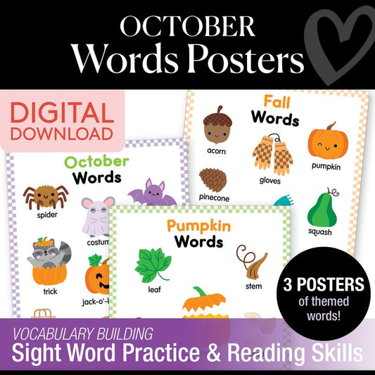 Printable October Words Posters