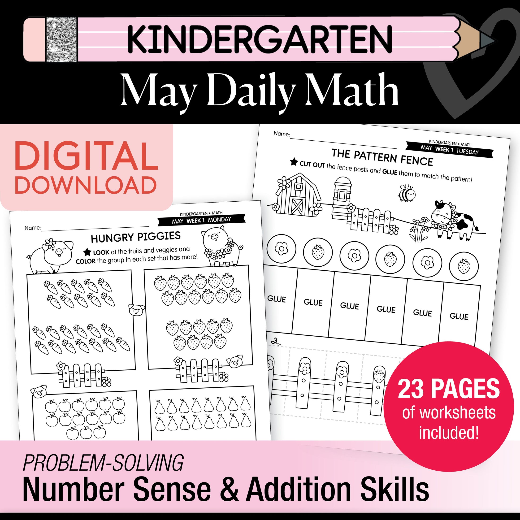 Printable Kindergarten May Daily Math