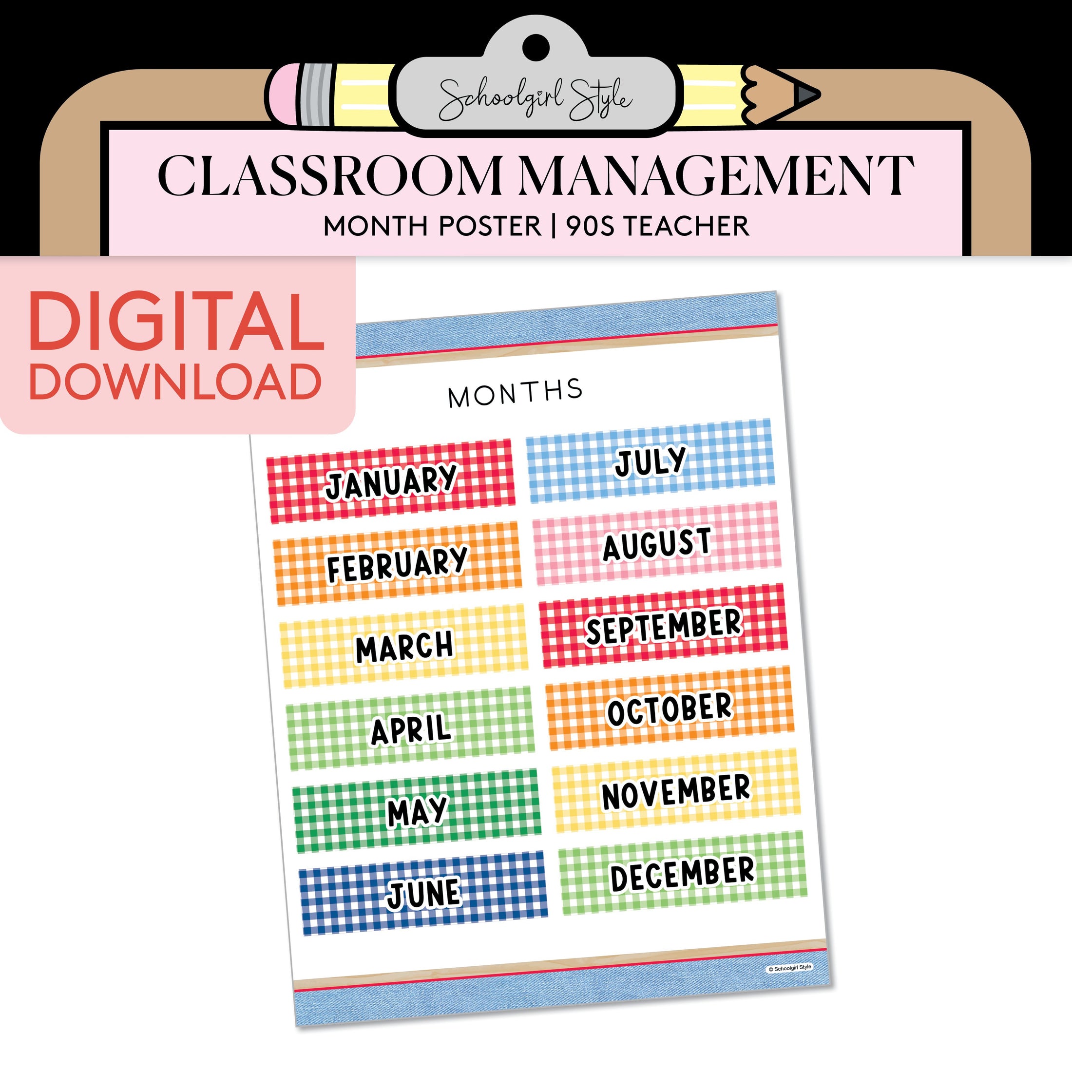 Printable Month Poster | 90s Teacher