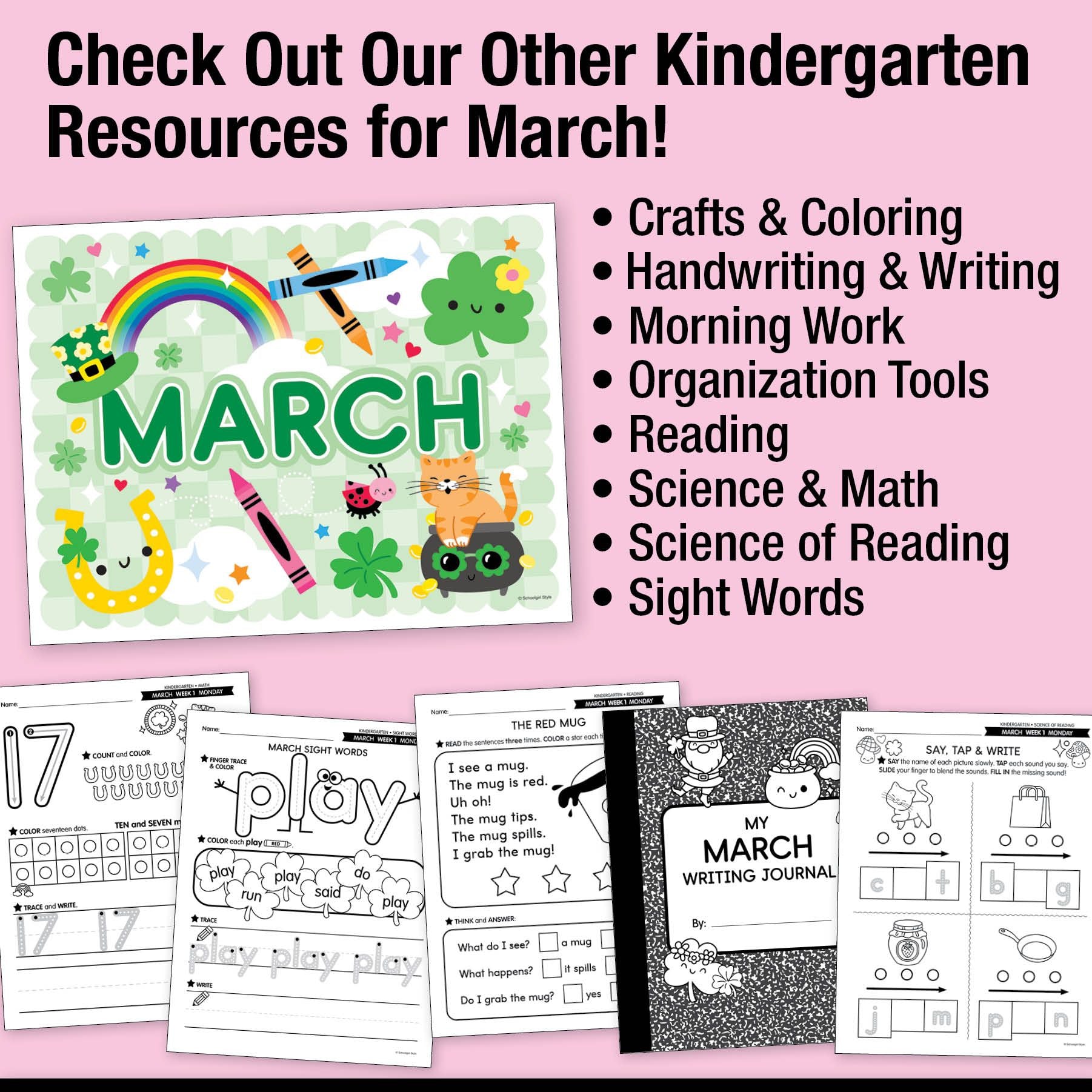 Printable Kindergarten March Daily Alphabet (Y, Z, & Full Alphabet Review)