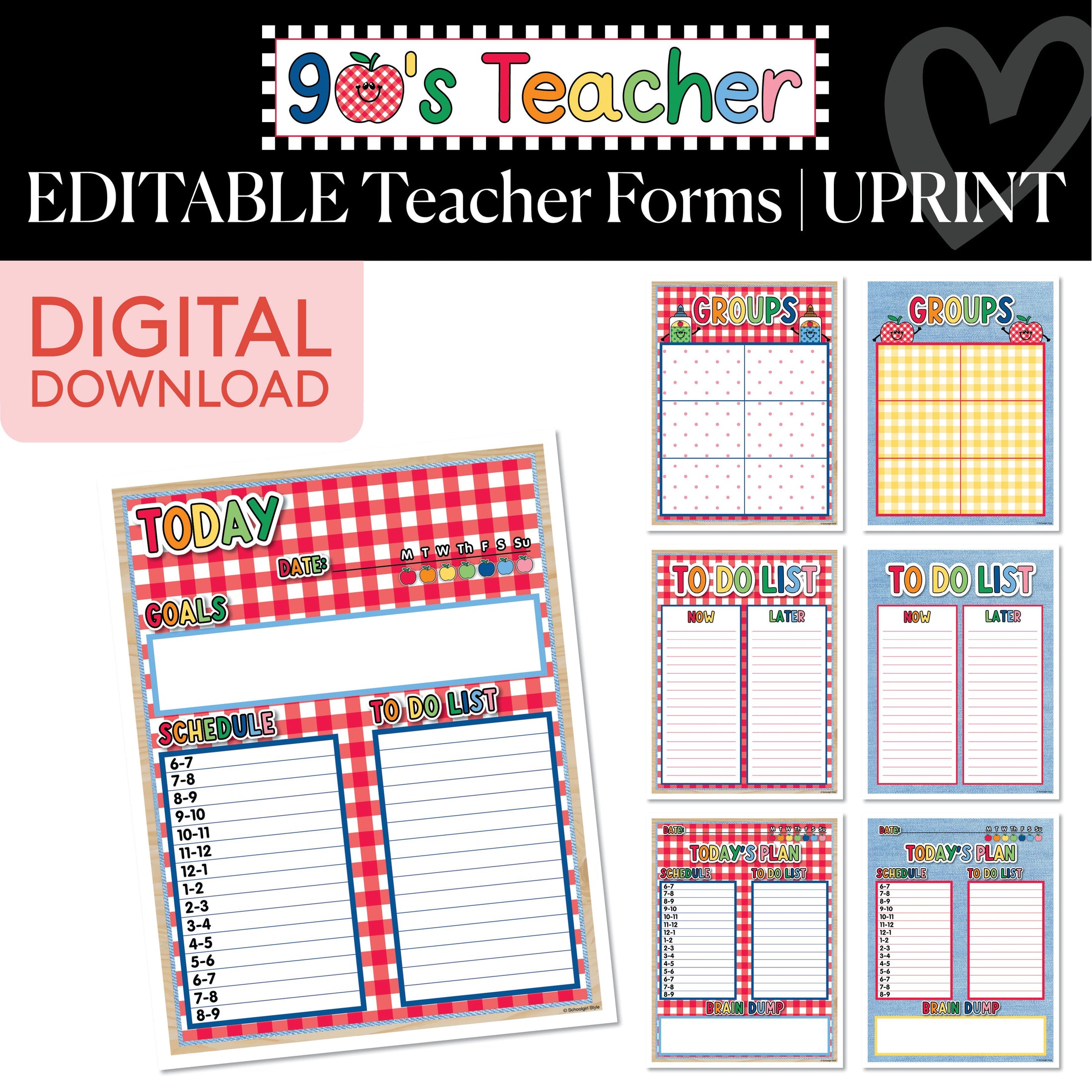 Printable Retro Editable Teacher Forms | 90s Teacher