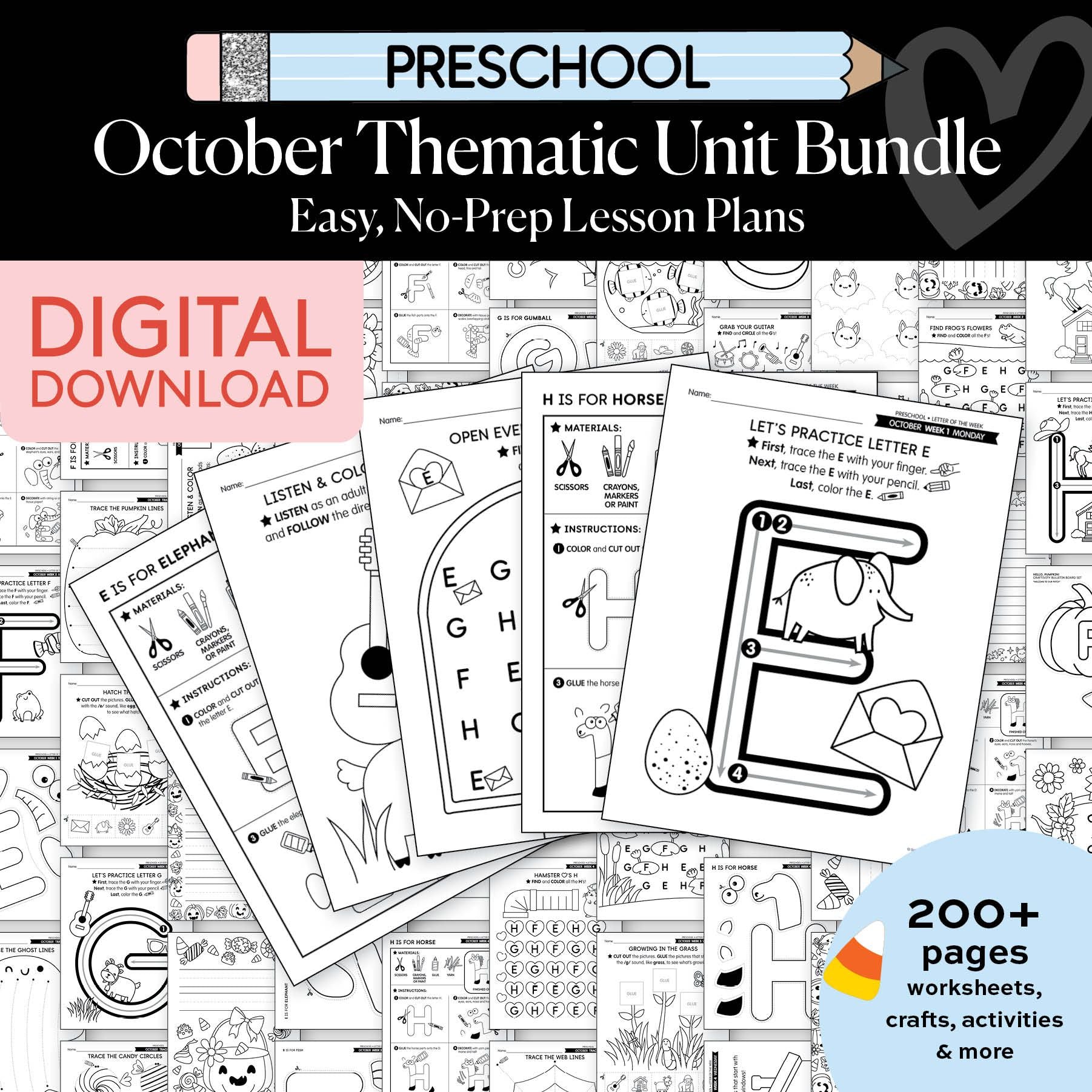 Printable Preschool October Thematic Unit Bundle