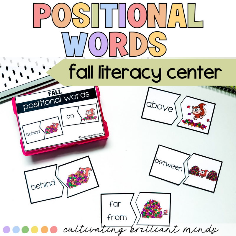 Fall Positional Words | Grammar | Literacy Center | Prepositions | Autumn