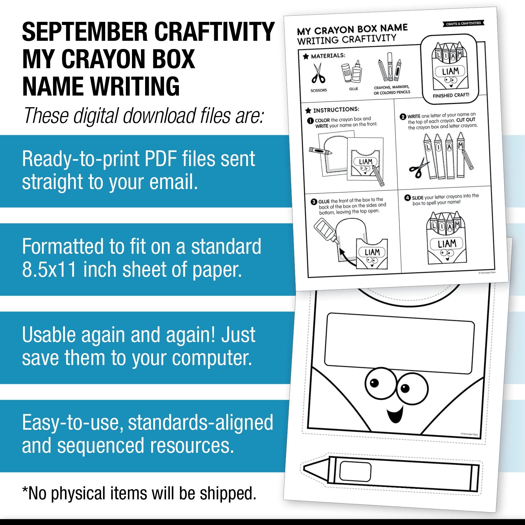 Printable My Crayon Box Name Craftivity