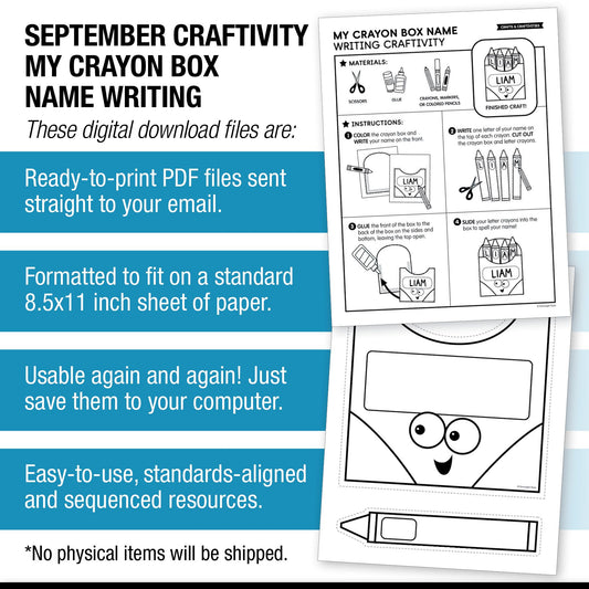 Printable My Crayon Box Name Craftivity