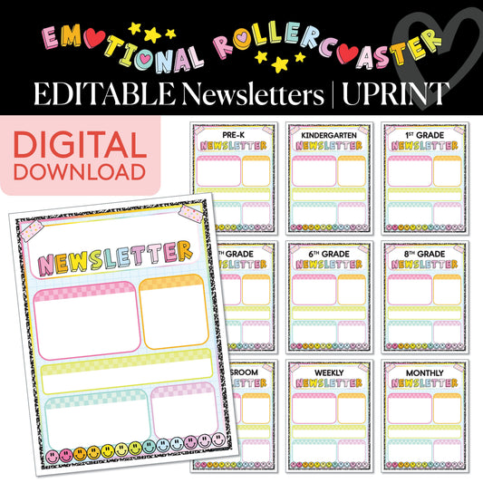 Printable Rainbow Pastel Editable Newsletters | Emotional Rollercoaster