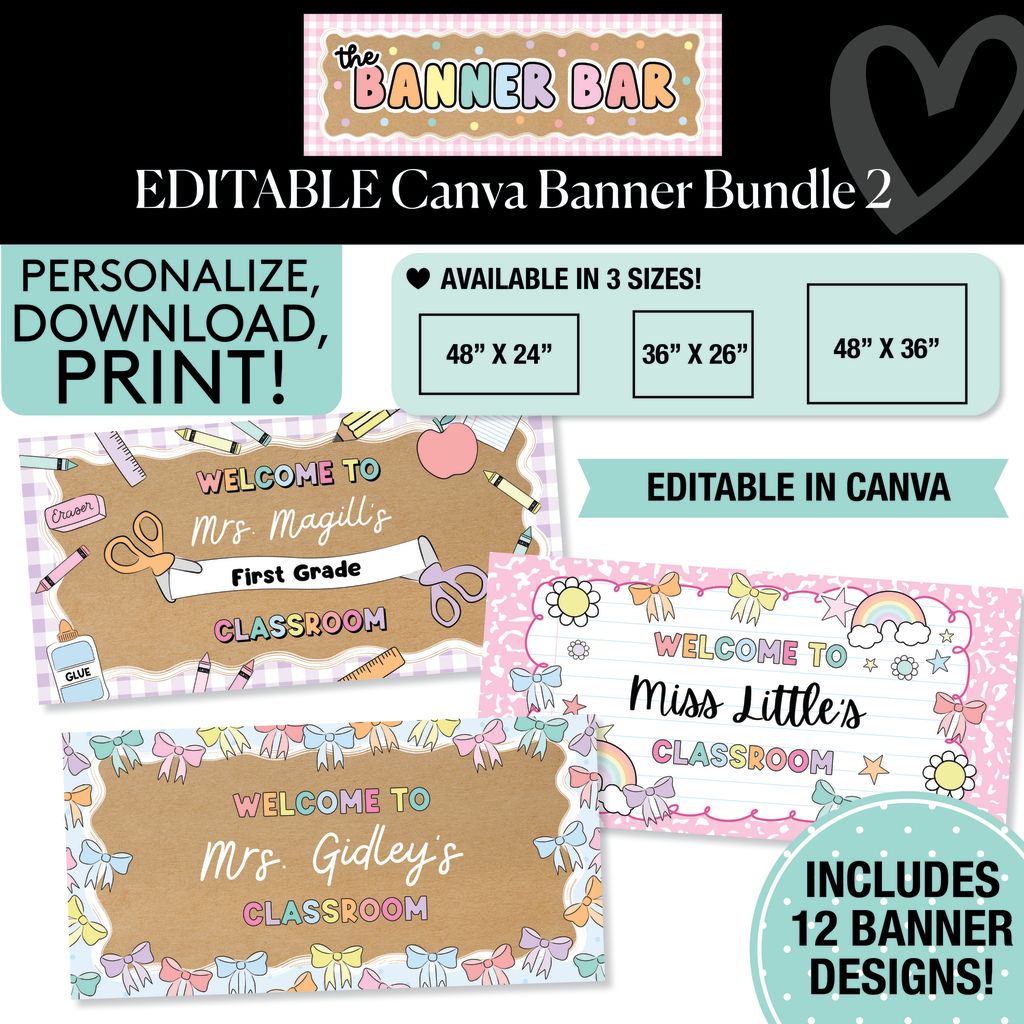 Personalized Editable Canva Kraft Style Banner Bundle 2