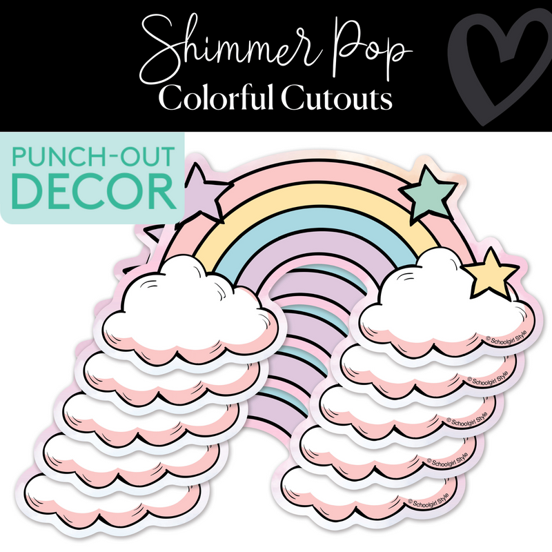 Shimmer pop rainbow classroom cut outs