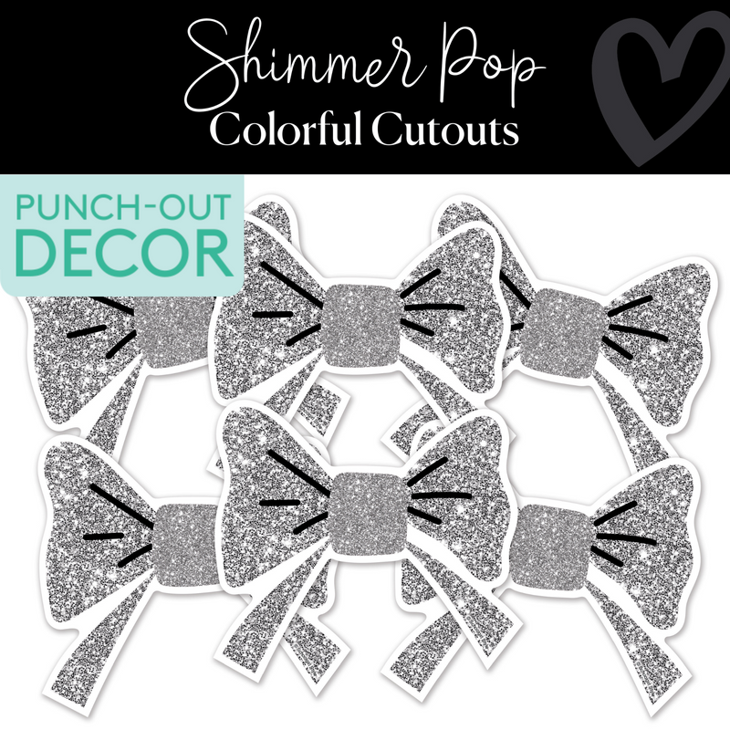 Silver Glitter Bow | Classroom Cut Outs | Shimmer Pop | Schoolgirl Style