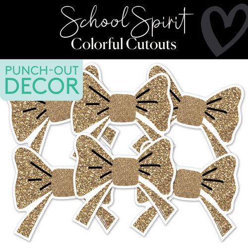 gold glitter bow classroom cut outs