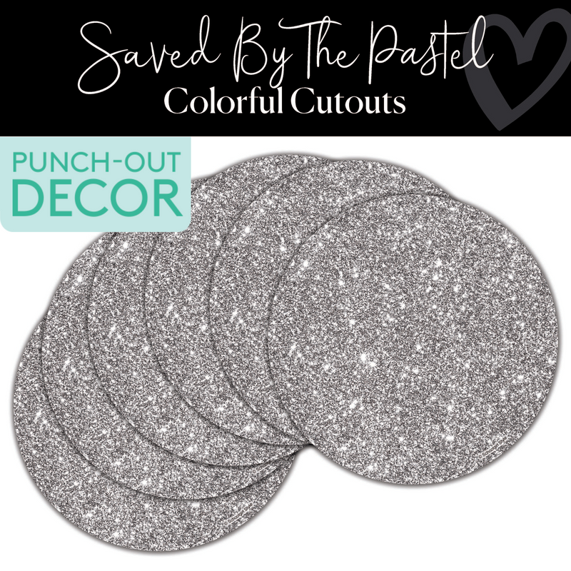 Silver Glitter Polka Dots | Classroom Cut Outs | Saved By The Pastel | Schoolgirl Style