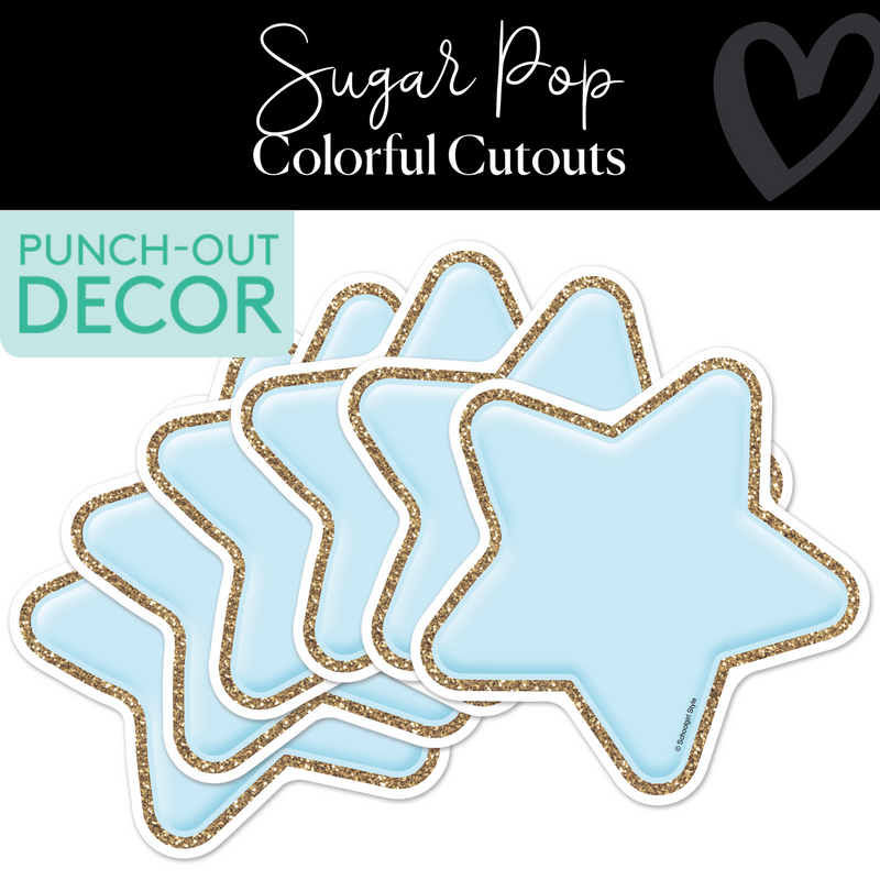 pastel blue star classroom cut outs