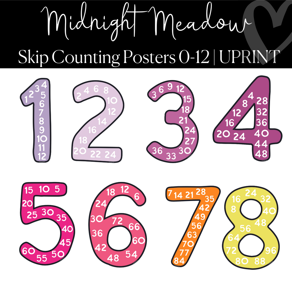 Printable Skip Counting Posters | Rainbow Classroom Decor | UPRINT |  Sprinkle Kindness | Schoolgirl Style