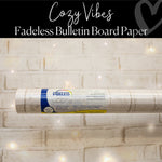 Cozy Vibes | White Washed Brick with Twinkle Lights | Bulletin Board Paper | Schoolgirl Style
