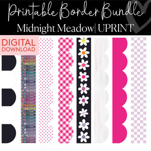 midnight meadow printable border bundle 