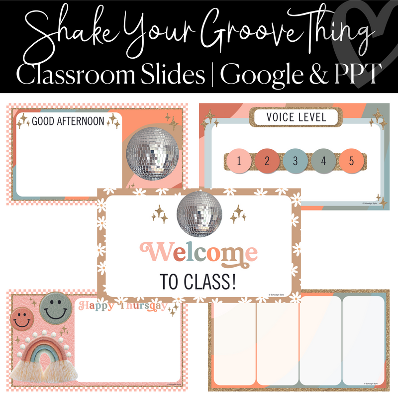 Classroom Slides | Google Slides | Powerpoint Slides | Shake Your Groove Thing | Schoolgirl Style
