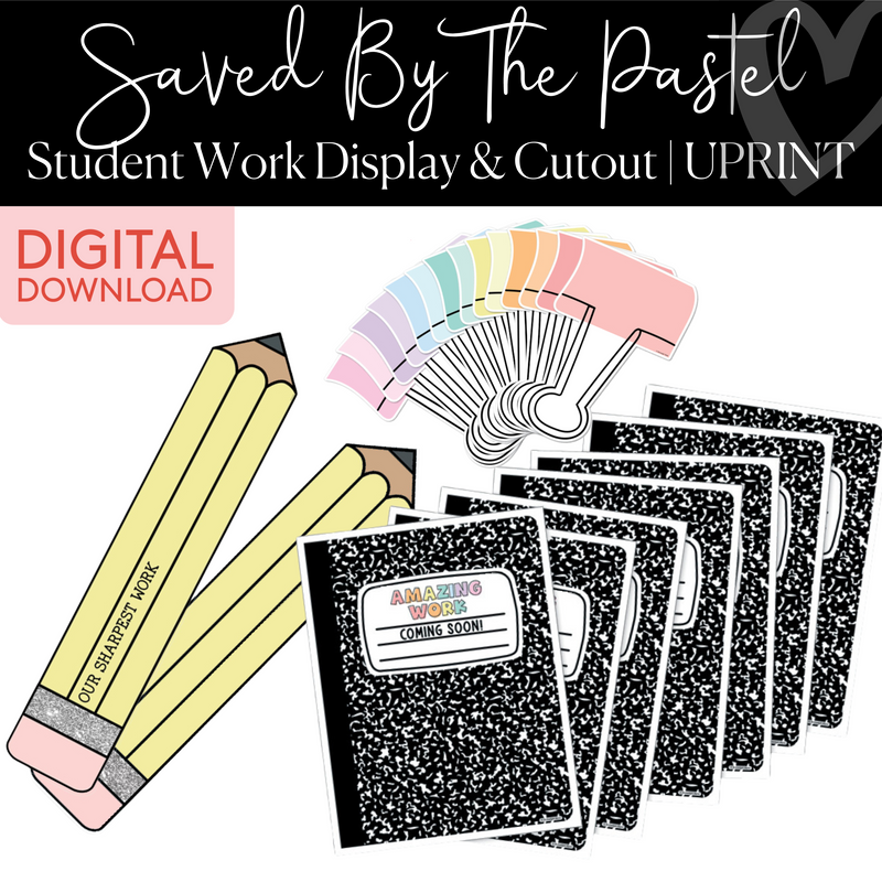 Student Work Display with Sharpest Work Pencil Statement Piece | Saved By The Pastel | Printable Classroom Decor | Schoolgirl Style