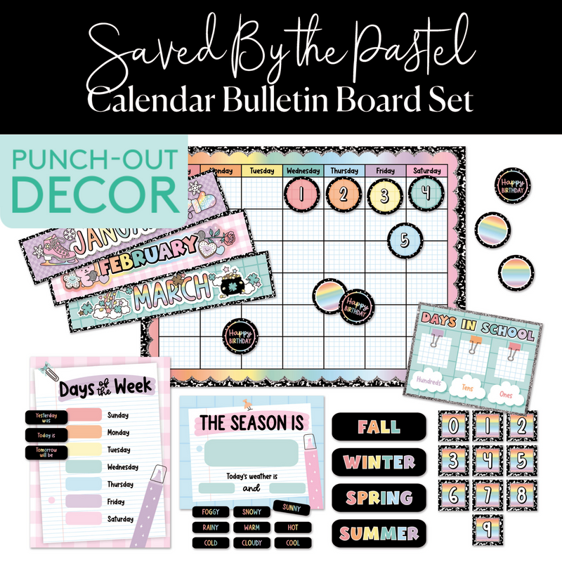 Calendar | Bulletin Board Set | Saved By The Pastel | Schoolgirl Style