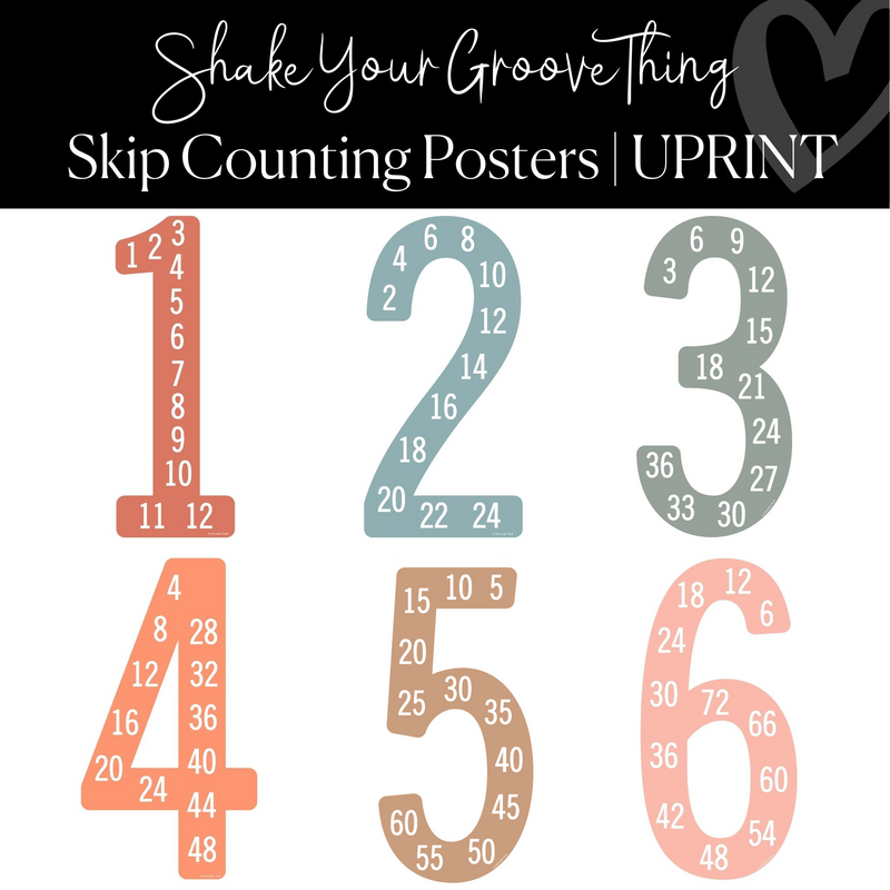 Printable Skip Counting Posters | Groovy Classroom Decor | UPRINT |Shake Your Groove Thing || Schoolgirl Style