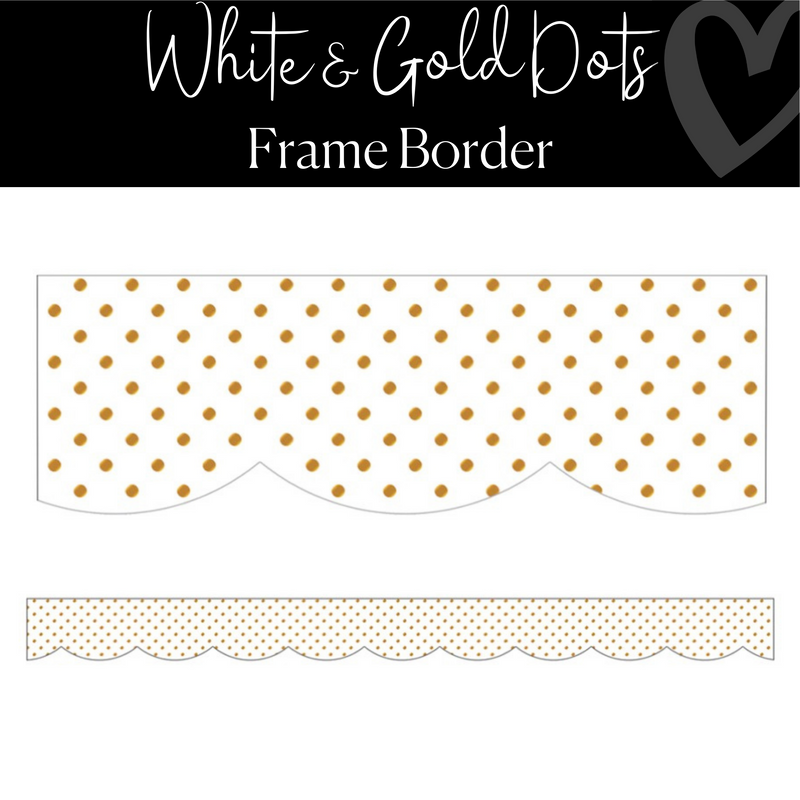 Boho | White with Gold Dots | Classroom Bulletin Board Border | Frame Border | Schoolgirl Style