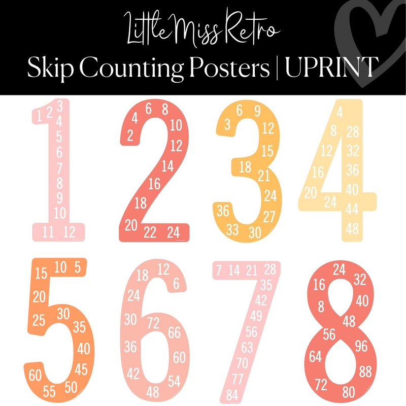 Skip Counting Posters | Retro Classroom Decor | Little Miss Retro| UPRINT  | Schoolgirl Style