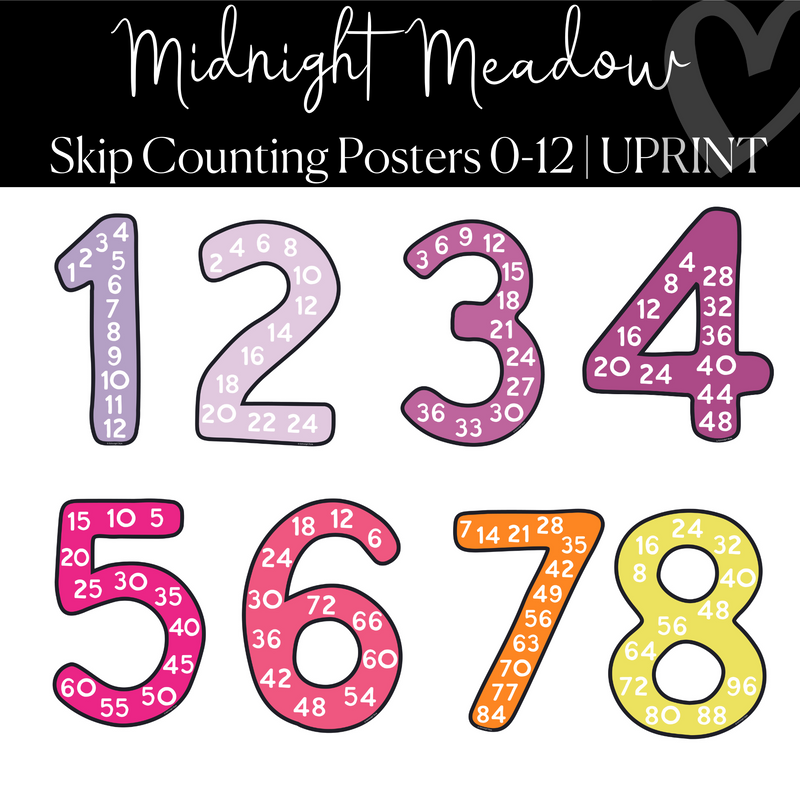 Printable Skip Counting Poster Classroom Decor Midnight Meadow by UPRINT