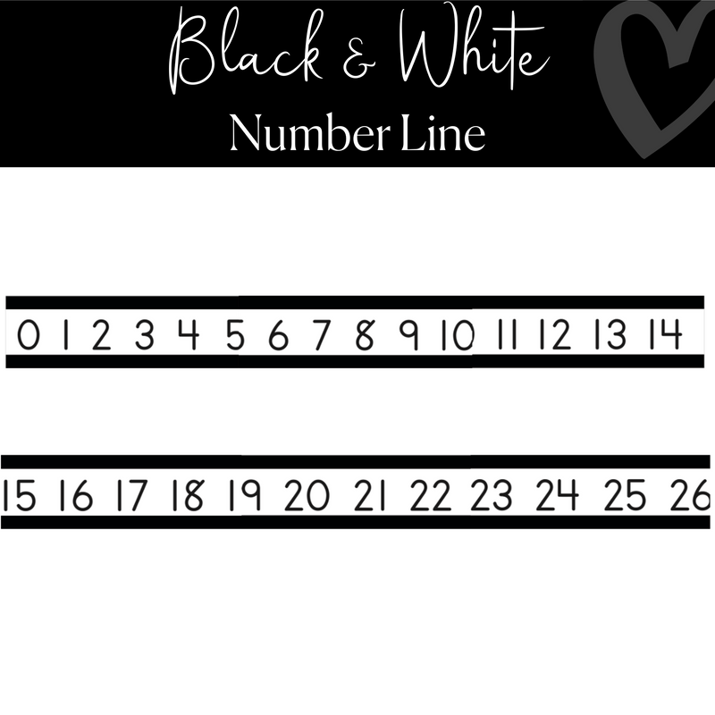 Black and White | Classroom Number Line | Mini Bulletin Board Set | BFF | Schoolgirl Style