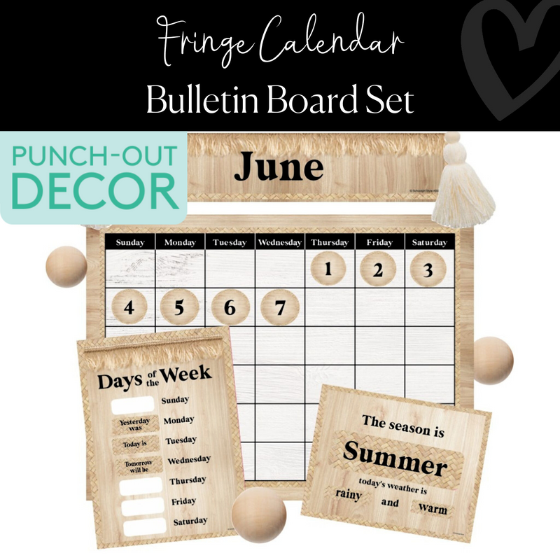 Fringe | Calendar Bulletin Board Set | Boho Classroom Decor | Schoolgirl Style