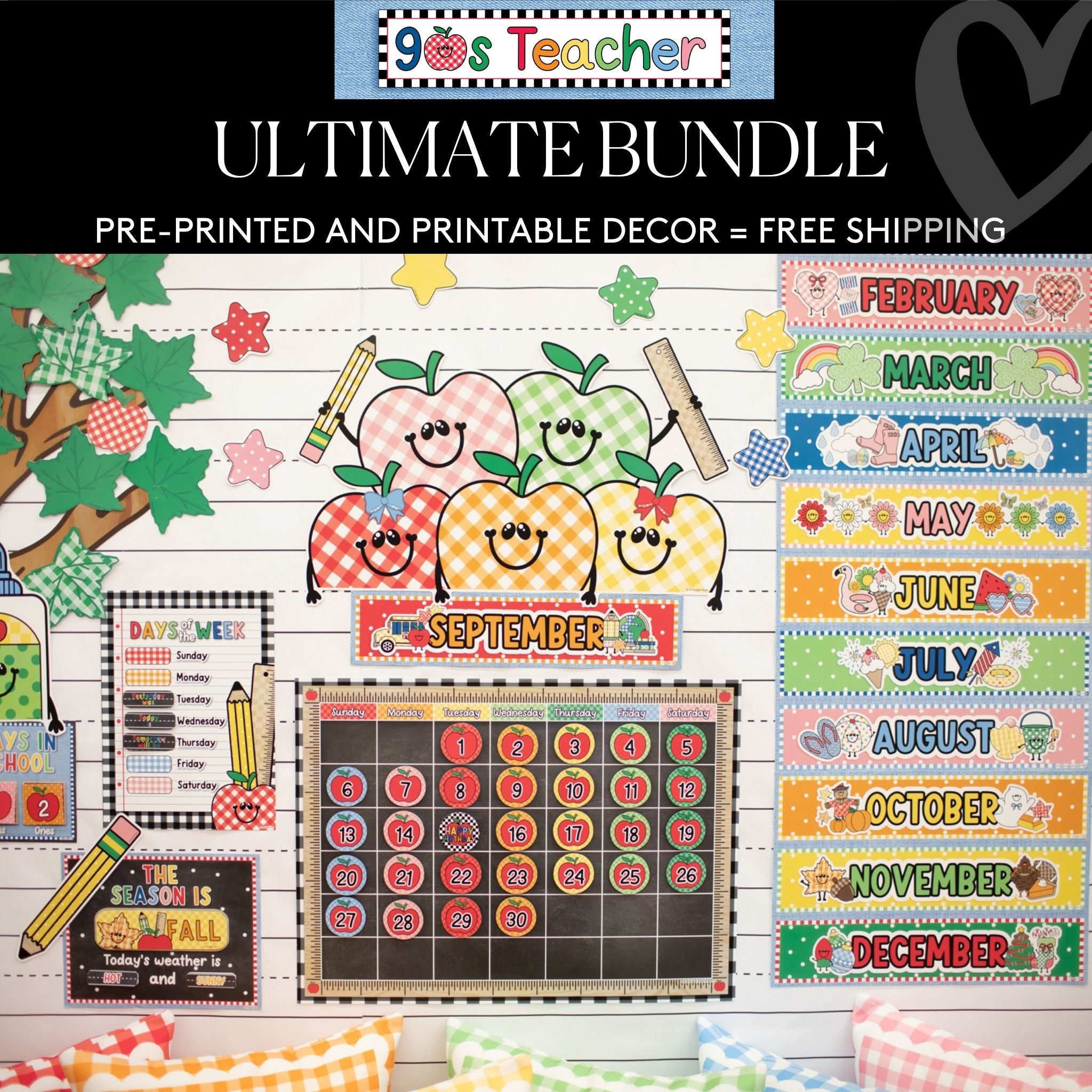 90s Teacher Ultimate Pre-Printed and Printable Classroom Decor Bundle