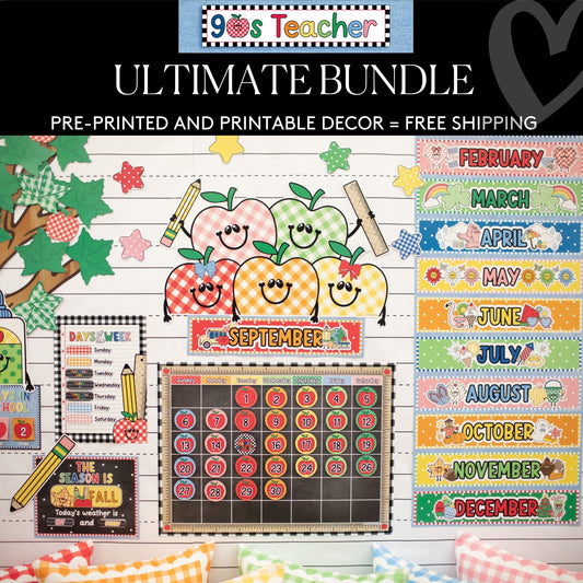 90s Teacher Bundle Ultimate Pre-Printed and Printable Classroom Decor Bundle