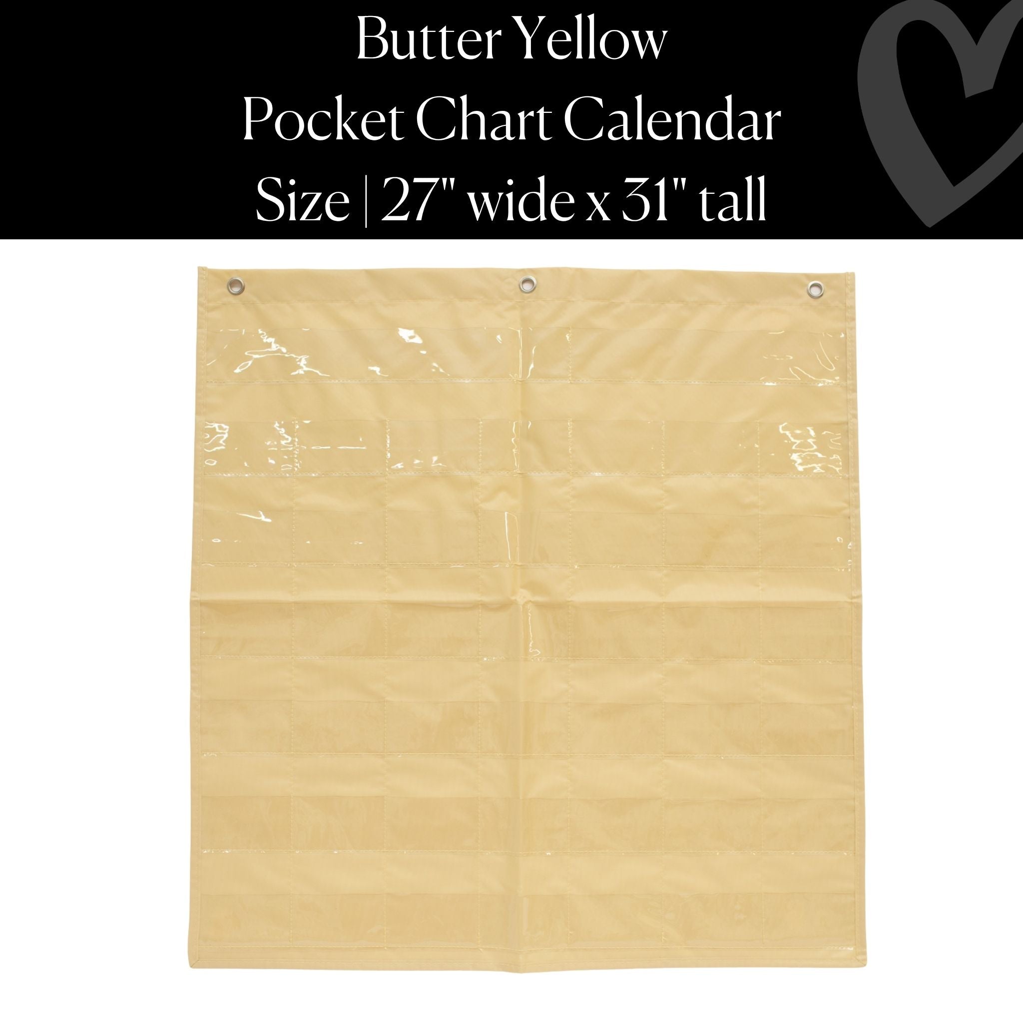 Butter Yellow Pocket Chart – 44 Pockets | Classroom Calendar for Teachers
