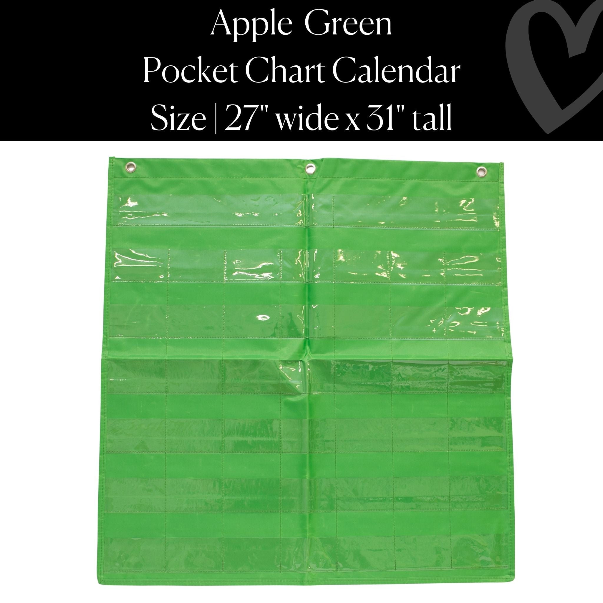 Apple Green Pocket Chart – 44 Pockets | Classroom Calendar for Teachers