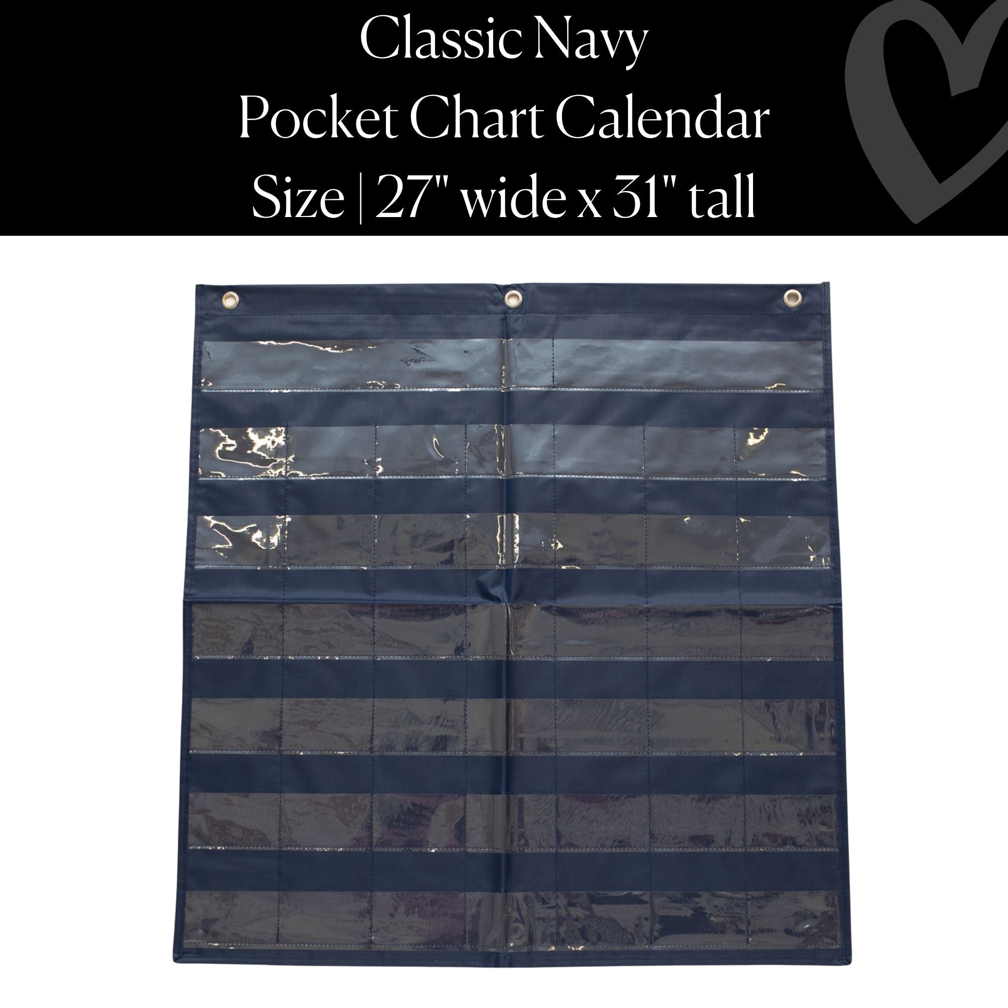 Classic Navy Pocket Chart – 44 Pockets | Classroom Calendar for Teachers